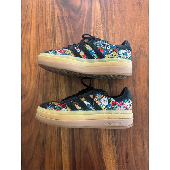 Adidas Women's Navy Gazelle Bold X Liberty Floral Lace Up Sneaker Shoes Sz 8.5 - Picture 3 of 7